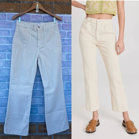 Re/Done 70s Pocket Loose Flare Corduroy Pants in Vintage Ivory Size 28 - Picture 1 of 16